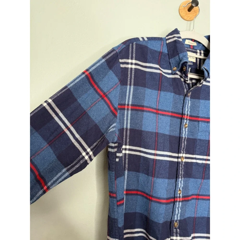 J.crew blue checkered flannel plaid shirt elbow‎ patches